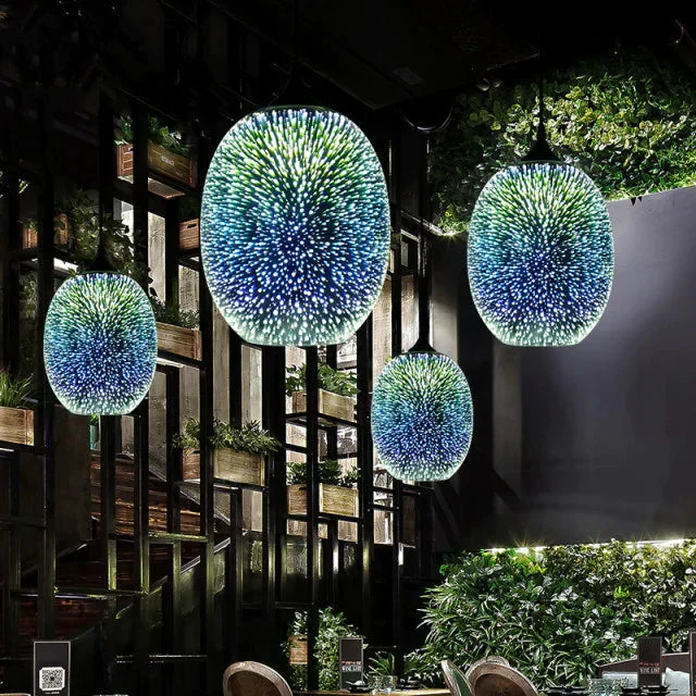 Euroselle Nebula Galaxy Pendant Lamp With Eco Friendly Glass Stone
