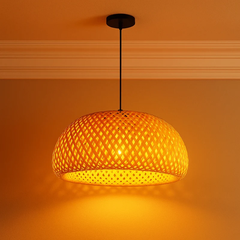 Kiri Handcrafted Rattan Pendant Light Eco Friendly Bamboo Lamp By Euroselle
