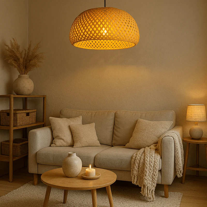Kiri Handcrafted Rattan Pendant Light Eco Friendly Bamboo Lamp By Euroselle