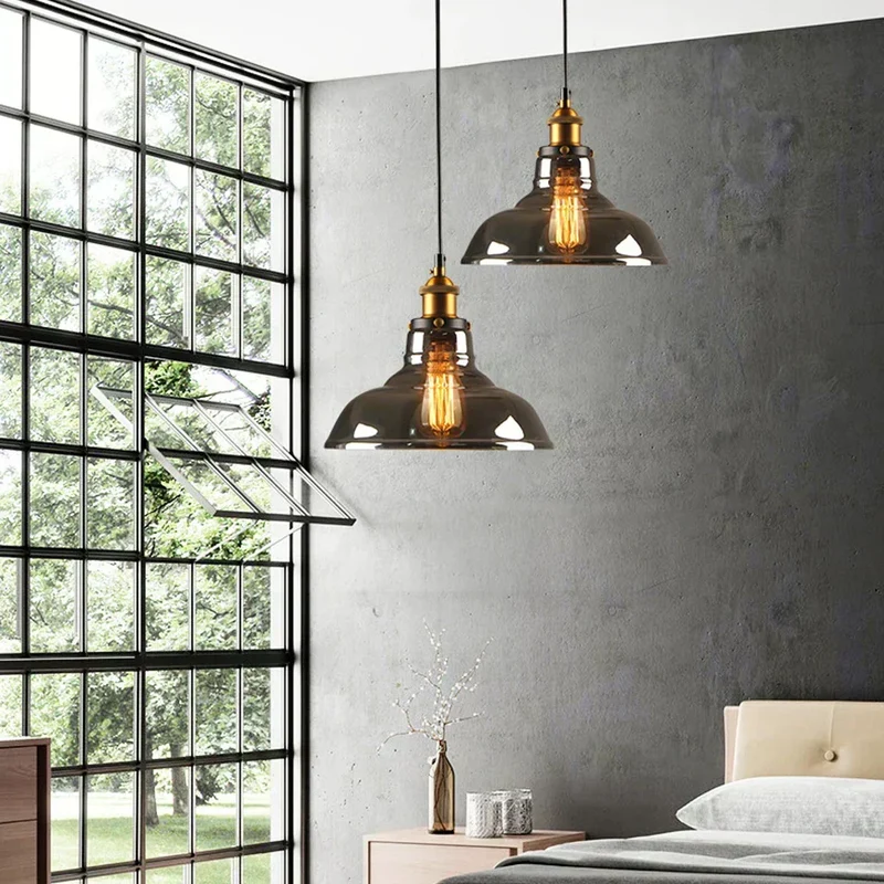 Retro Industrial Glass Pendant Light For Home And Bar By Euroselle