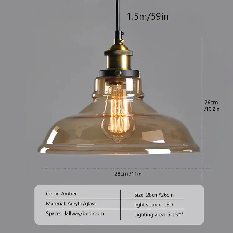Retro Industrial Glass Pendant Light For Home And Bar By Euroselle