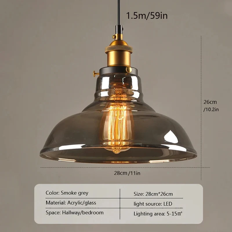 Retro Industrial Glass Pendant Light For Home And Bar By Euroselle