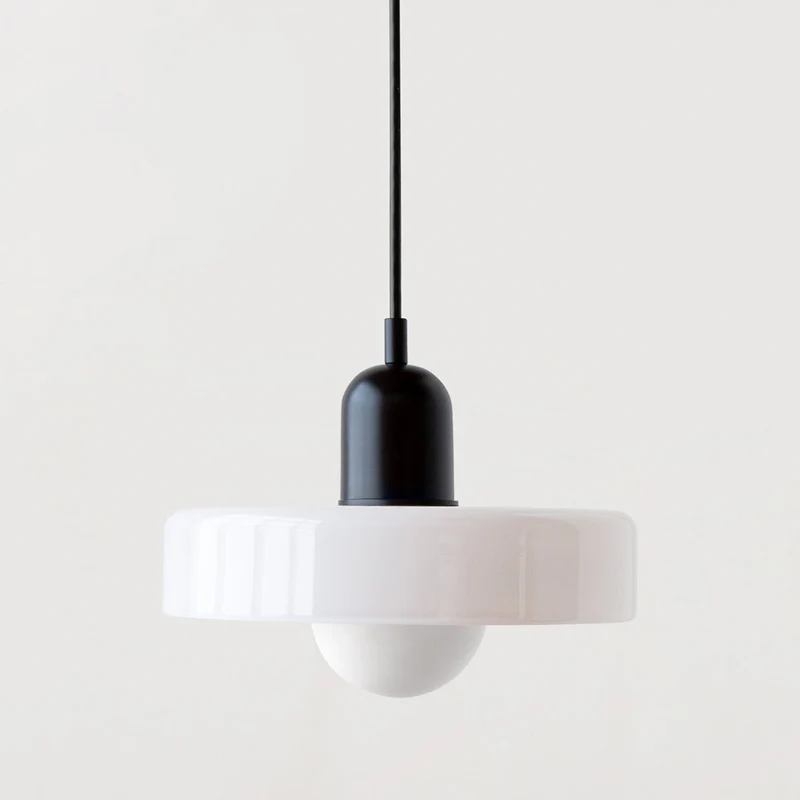 Vesaro Bauhaus Glass Pendant Light With Adjustable Height For Kitchen White Orange Or Green 25/35 cm