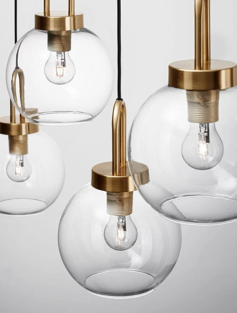 Irvine Pendelleuchte Balken 97,5cm 4-flammig Gold, Transparent
