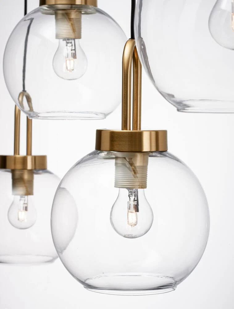 Irvine Pendelleuchte Balken 97,5cm 4-flammig Gold, Transparent