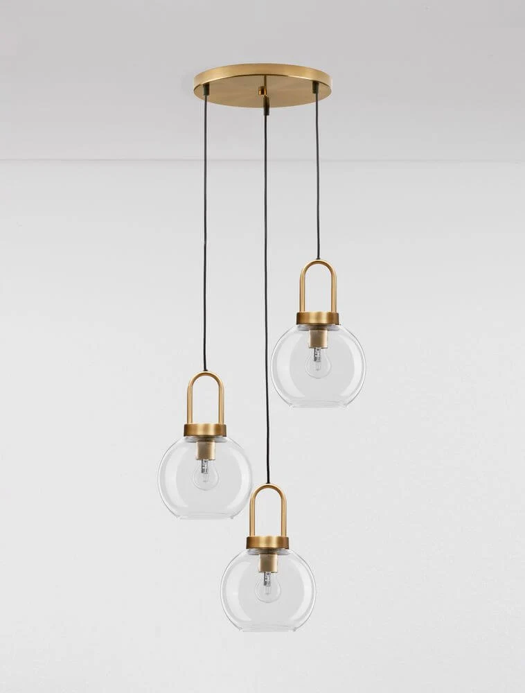 Irvine Pendelleuchte 3-flammig Ø 30cm Gold, Transparent