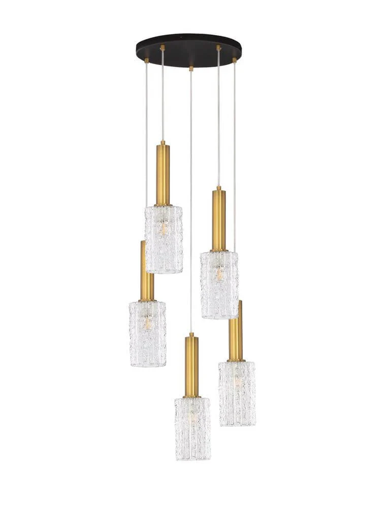 Certa Pendelleuchte 5-flammig Ø 35cm Schwarz, Gold