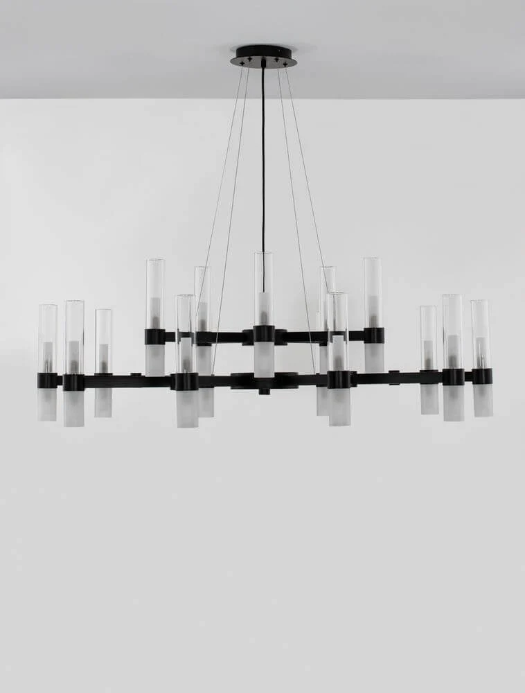 Century Pendelleuchte 30-flammig Ø 120cm Schwarz, Transparent