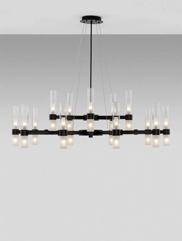 Century Pendelleuchte 30-flammig Ø 120cm Schwarz, Transparent