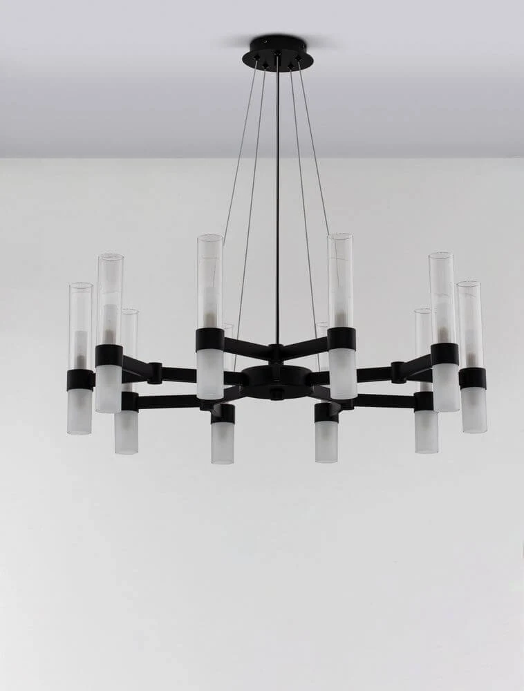 Century Pendelleuchte 20-flammig Ø 85cm Schwarz, Transparent