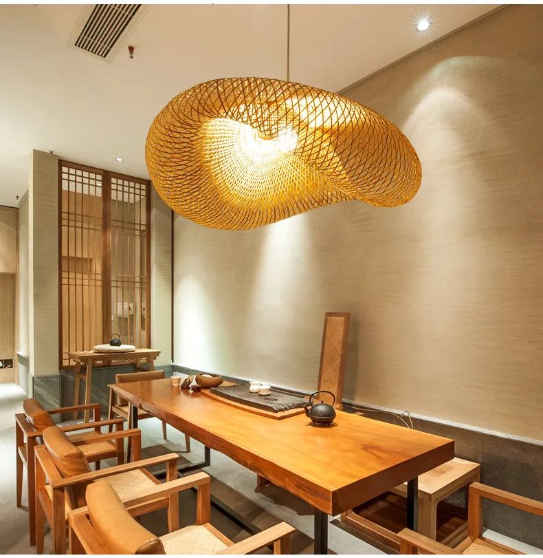 EmeraldLuma Vintage Bamboo LED Pendant Light Fixture By Euroselle