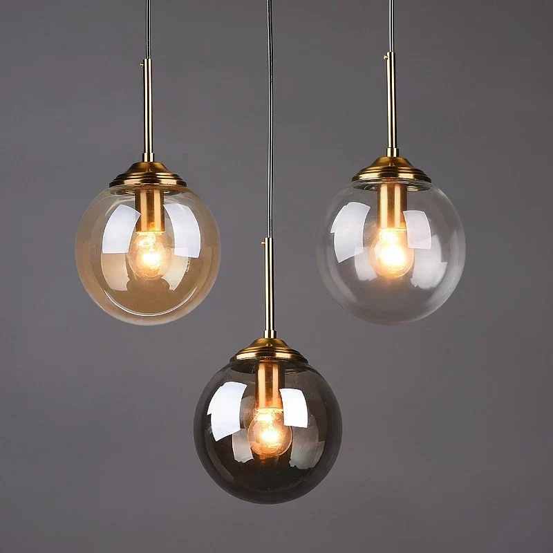 Euroselle Scandinavian Glass Pendant Lamp With Metal Fixture For Kitchen, Living And Dining