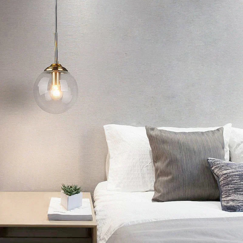 Euroselle Scandinavian Glass Pendant Lamp With Metal Fixture For Kitchen, Living And Dining