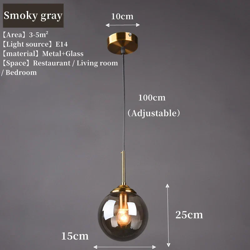 Euroselle Scandinavian Glass Pendant Lamp With Metal Fixture For Kitchen, Living And Dining