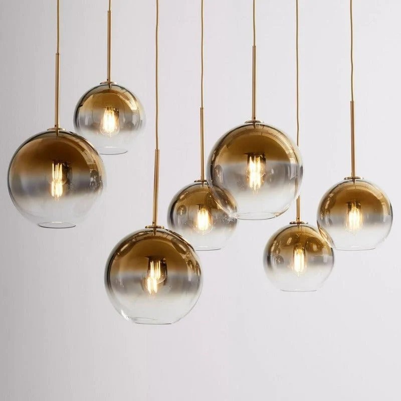 Zaire Modern Glass Globe Pendant Lights With Brass Base Euroselle