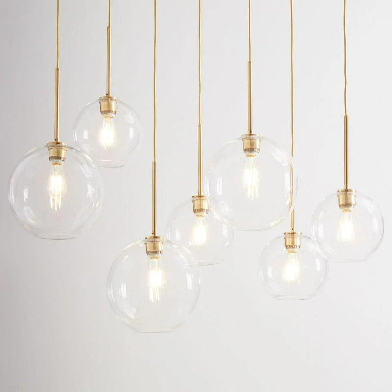 Zaire Modern Glass Globe Pendant Lights With Brass Base Euroselle