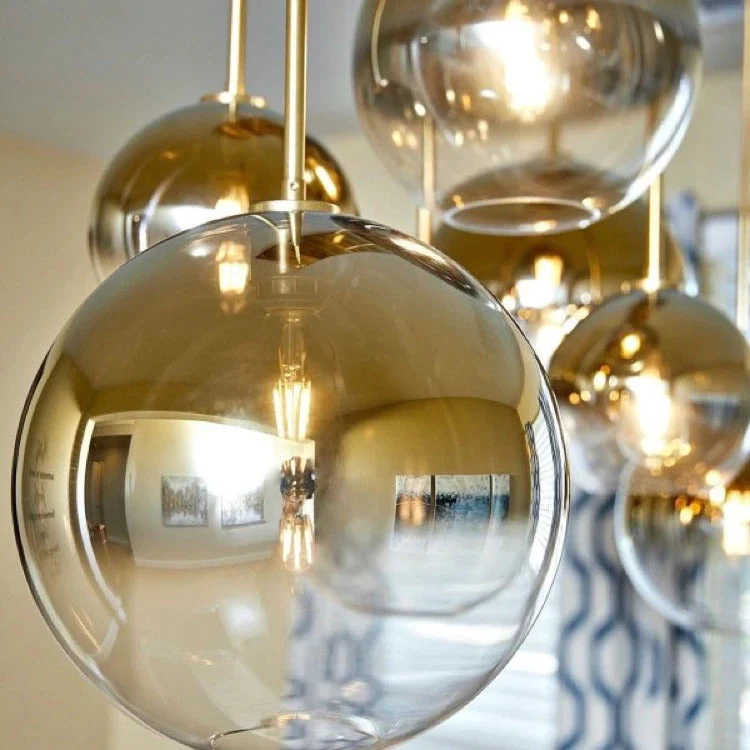 Zaire Modern Glass Globe Pendant Lights With Brass Base Euroselle