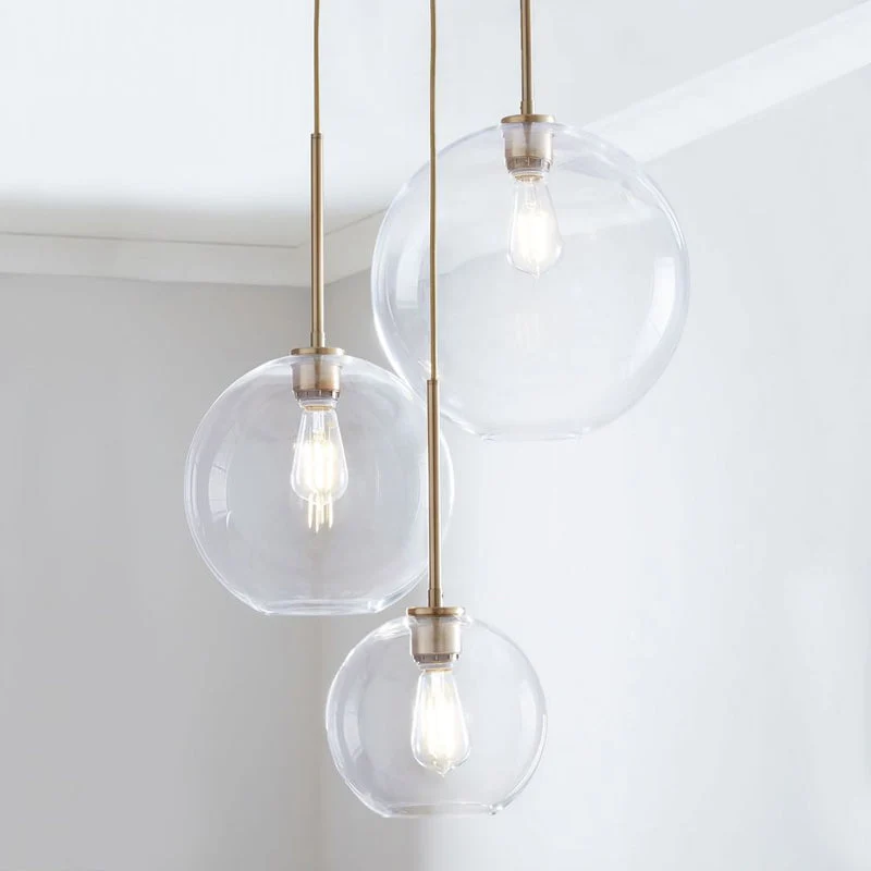 Zaire Modern Glass Globe Pendant Lights With Brass Base Euroselle