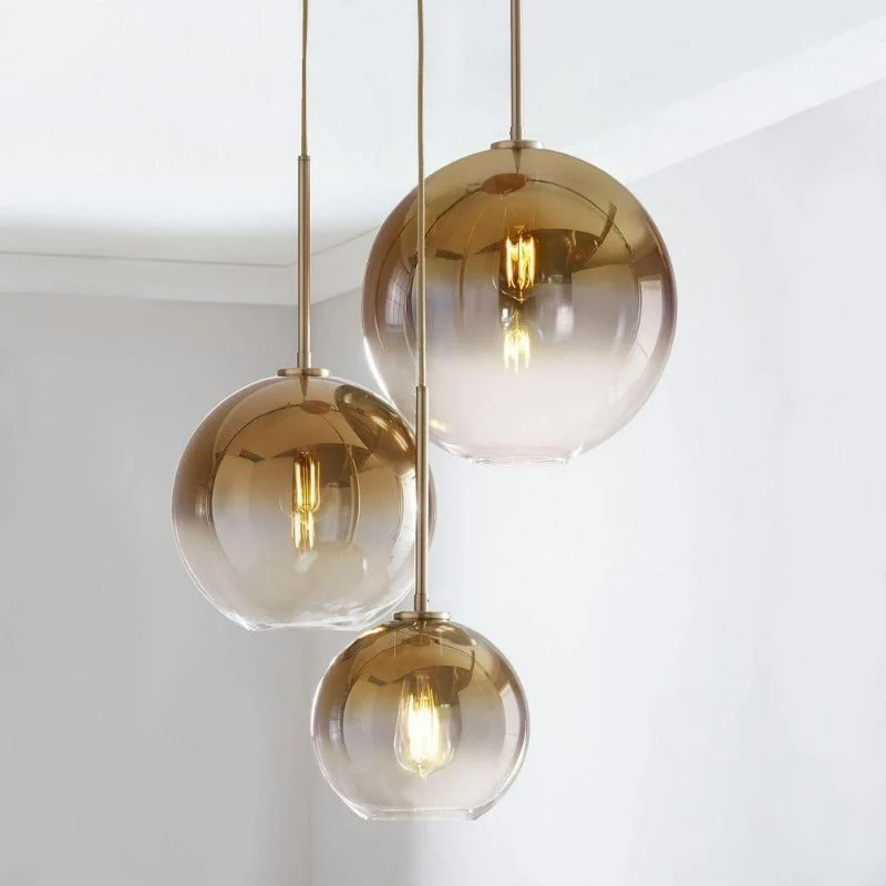 Zaire Modern Glass Globe Pendant Lights With Brass Base Euroselle