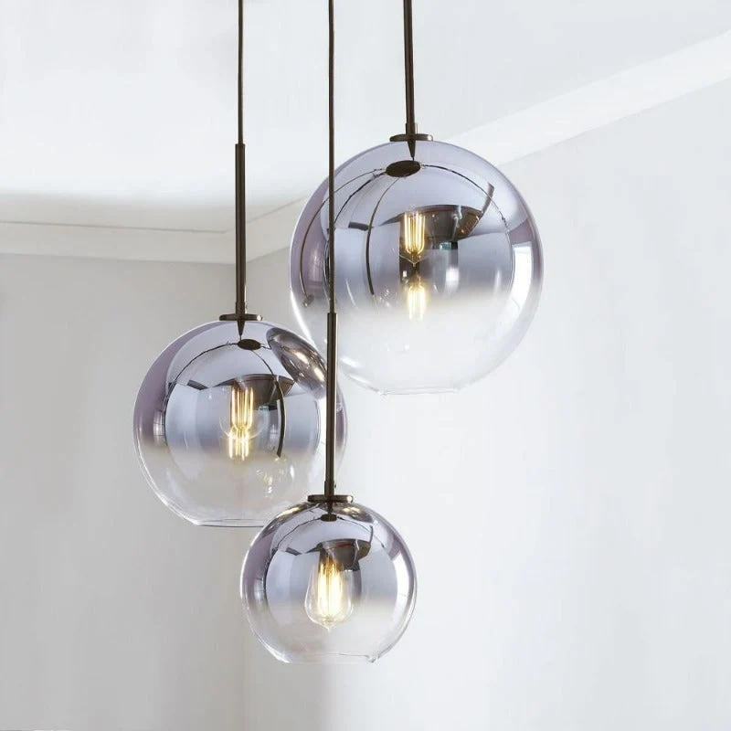 Zaire Modern Glass Globe Pendant Lights With Brass Base Euroselle