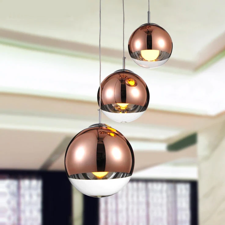 AuroraSphere Two Tone Glass Orb Pendant Light With Silver And Clear Hemispheres Euroselle