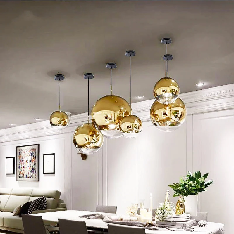 AuroraSphere Two Tone Glass Orb Pendant Light With Silver And Clear Hemispheres Euroselle