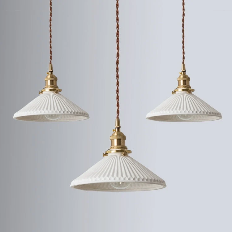 Euroselle White Ceramic Pendant Light With Adjustable Hanging Length