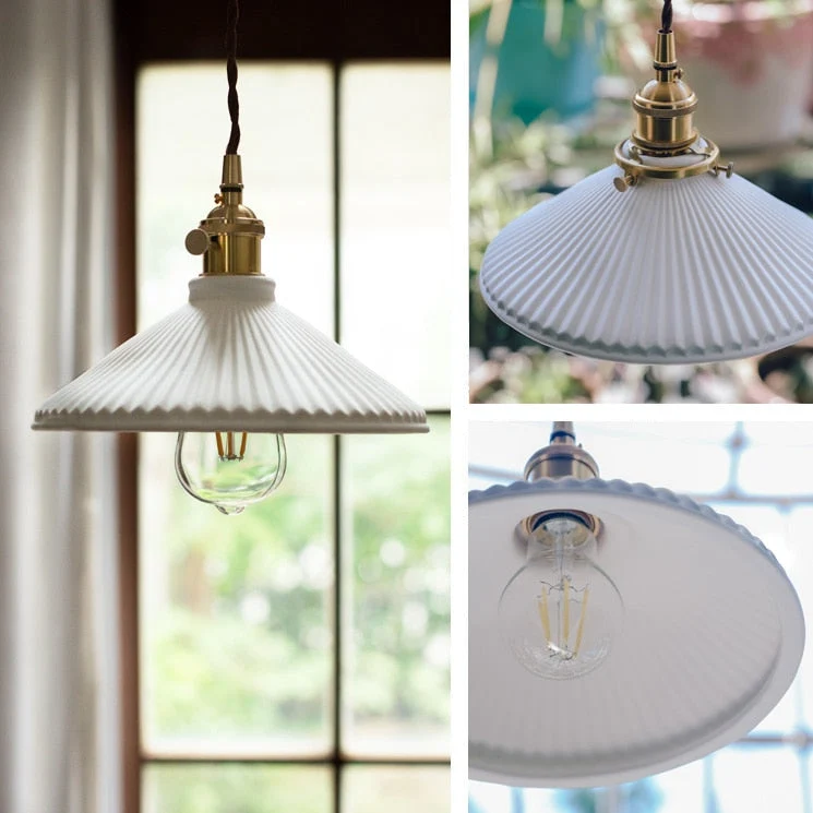 Euroselle White Ceramic Pendant Light With Adjustable Hanging Length