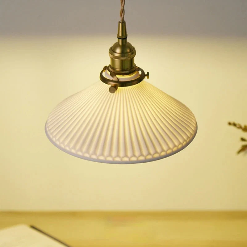 Euroselle White Ceramic Pendant Light With Adjustable Hanging Length