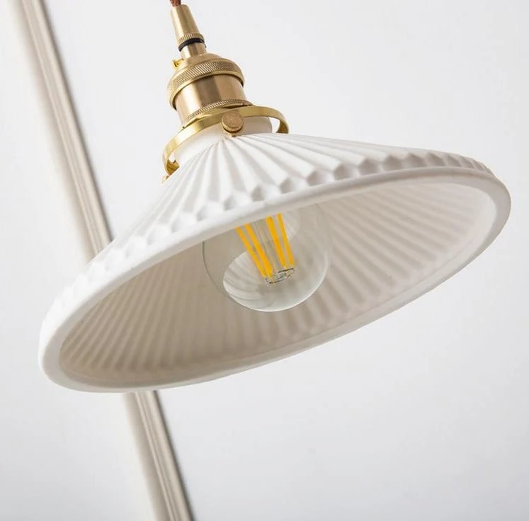 Euroselle White Ceramic Pendant Light With Adjustable Hanging Length