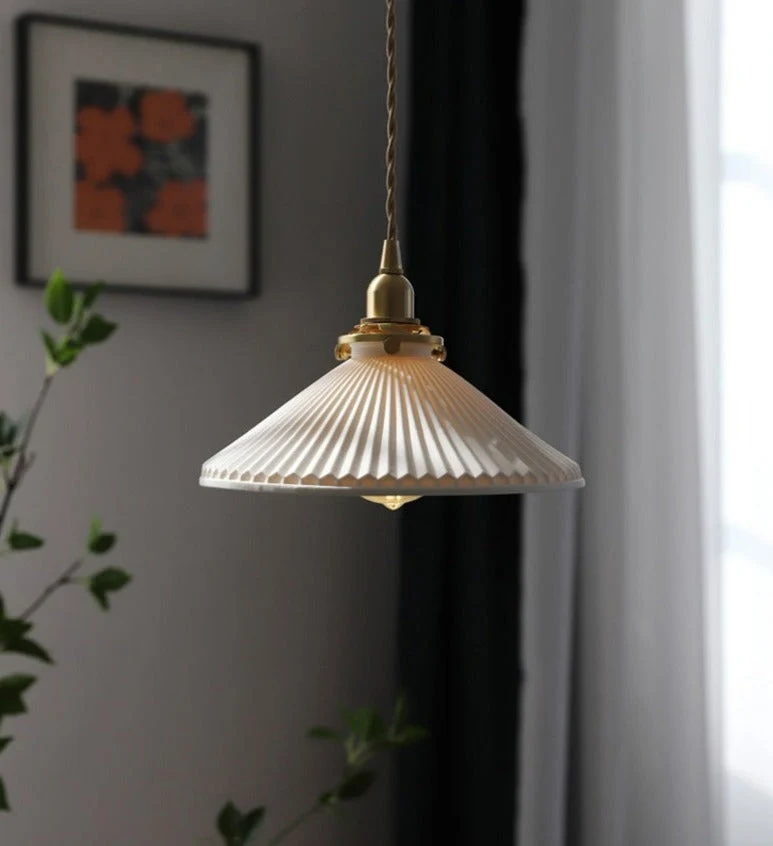 Euroselle White Ceramic Pendant Light With Adjustable Hanging Length