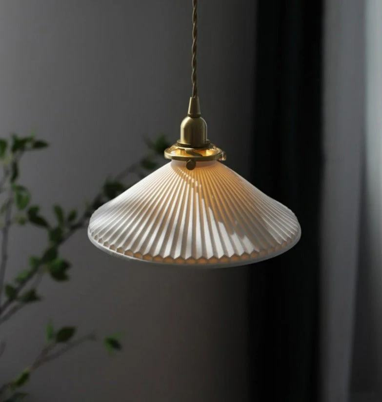 Euroselle White Ceramic Pendant Light With Adjustable Hanging Length