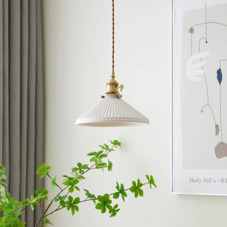 Euroselle White Ceramic Pendant Light With Adjustable Hanging Length