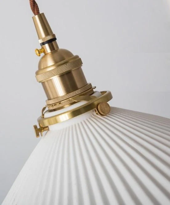 Euroselle White Ceramic Pendant Light With Adjustable Hanging Length