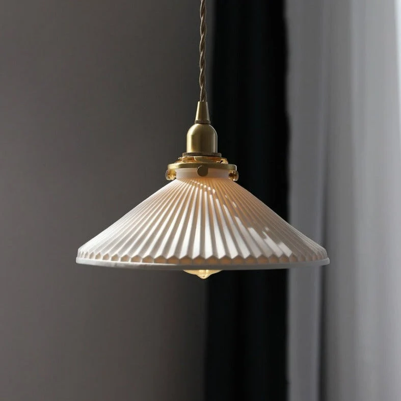 Euroselle White Ceramic Pendant Light With Adjustable Hanging Length
