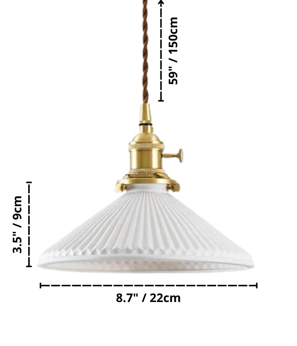 Euroselle White Ceramic Pendant Light With Adjustable Hanging Length