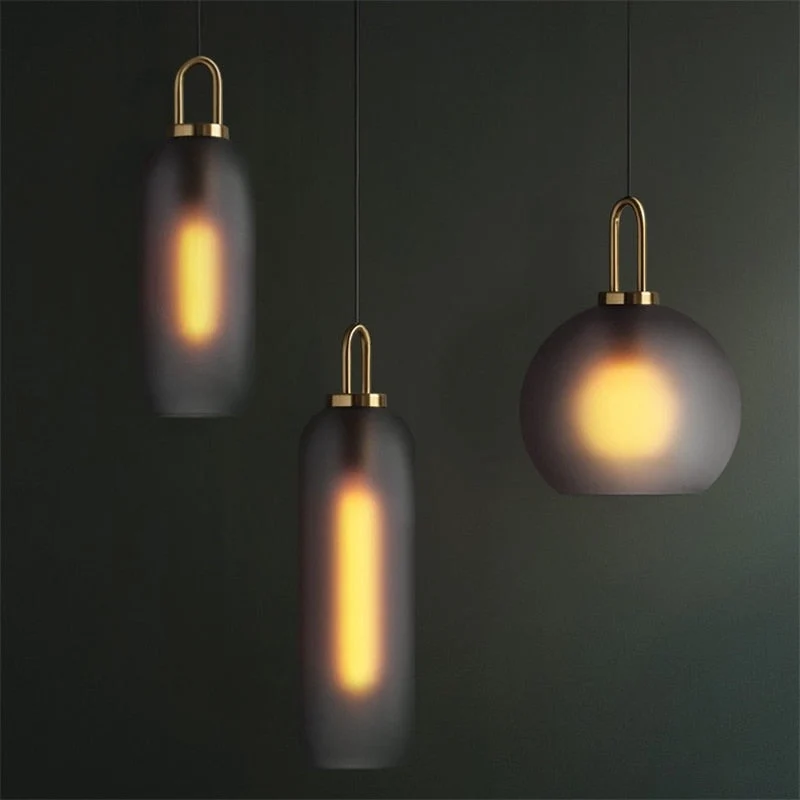 Euroselle Modern Glass Pendant Lights With Brass Accents And Glass Shades