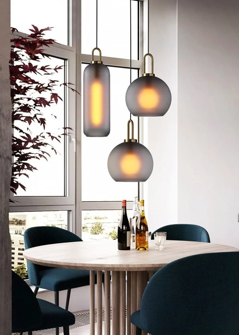 Euroselle Modern Glass Pendant Lights With Brass Accents And Glass Shades