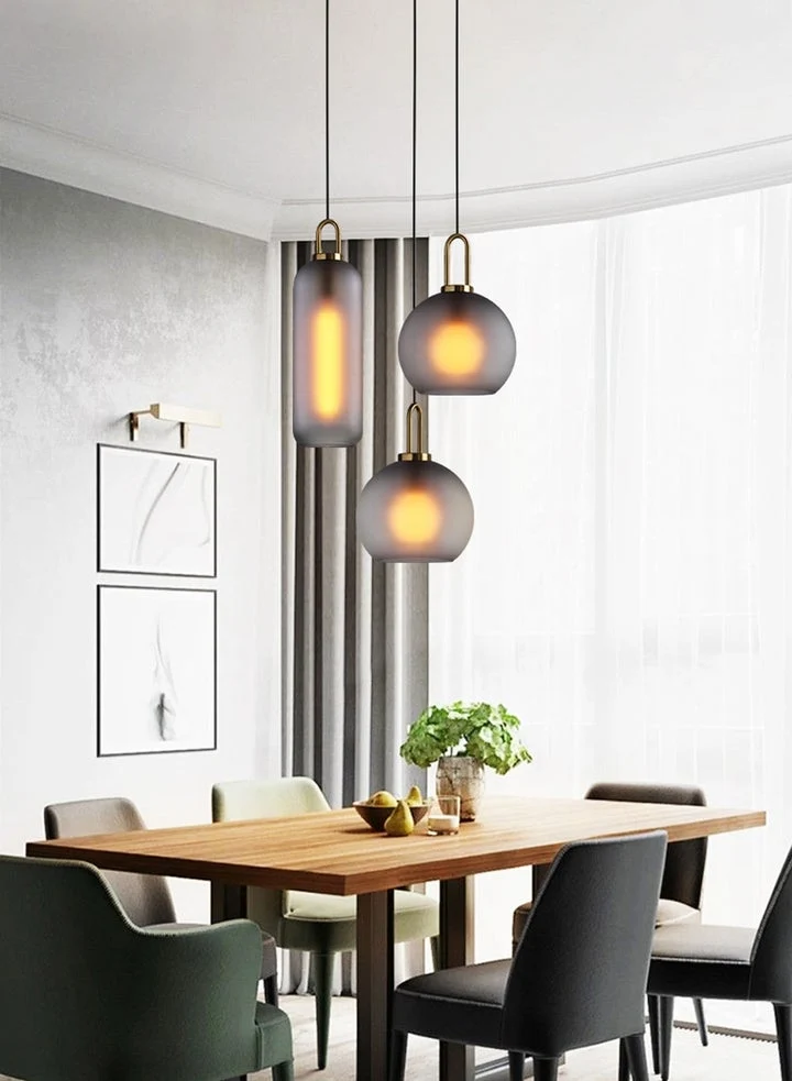 Euroselle Modern Glass Pendant Lights With Brass Accents And Glass Shades