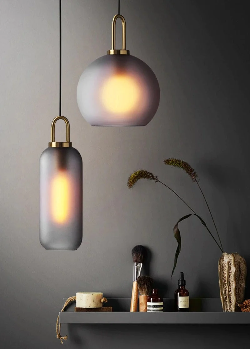 Euroselle Modern Glass Pendant Lights With Brass Accents And Glass Shades