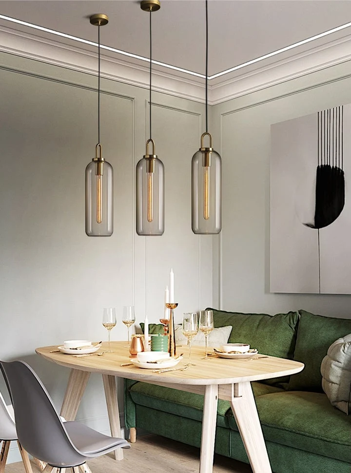 Euroselle Modern Glass Pendant Lights With Brass Accents And Glass Shades