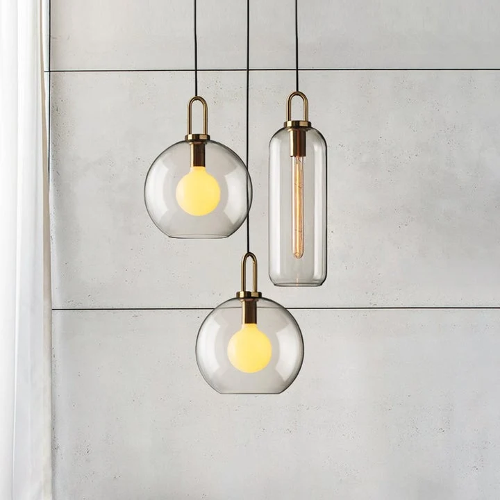 Euroselle Modern Glass Pendant Lights With Brass Accents And Glass Shades