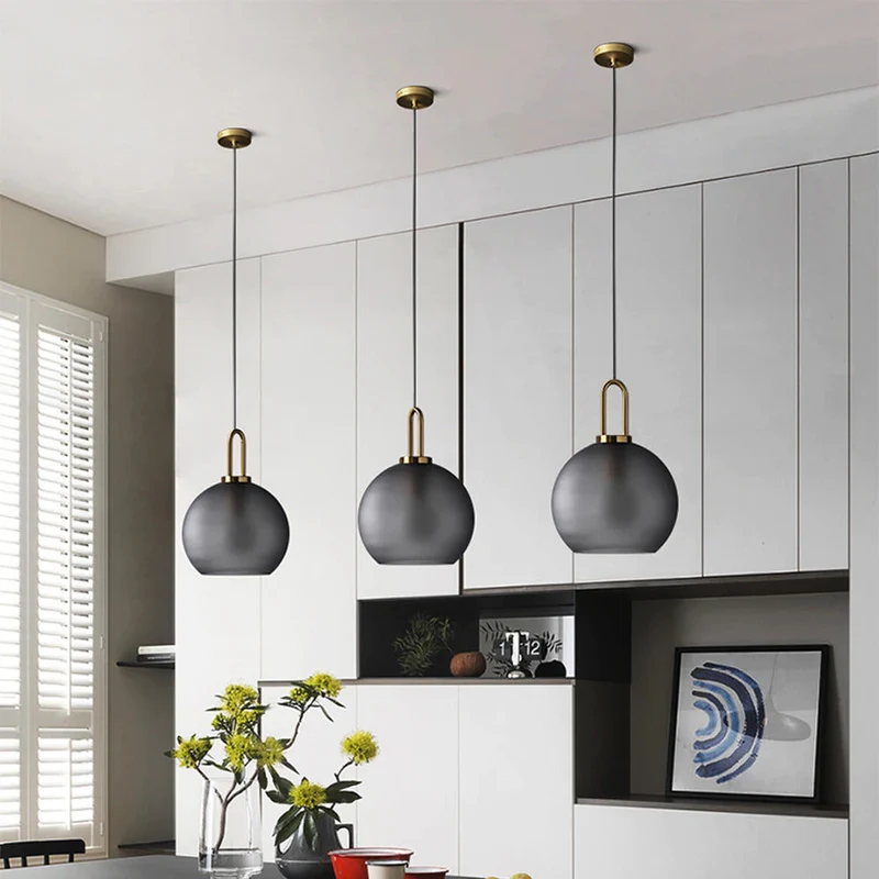 Euroselle Modern Glass Pendant Lights With Brass Accents And Glass Shades