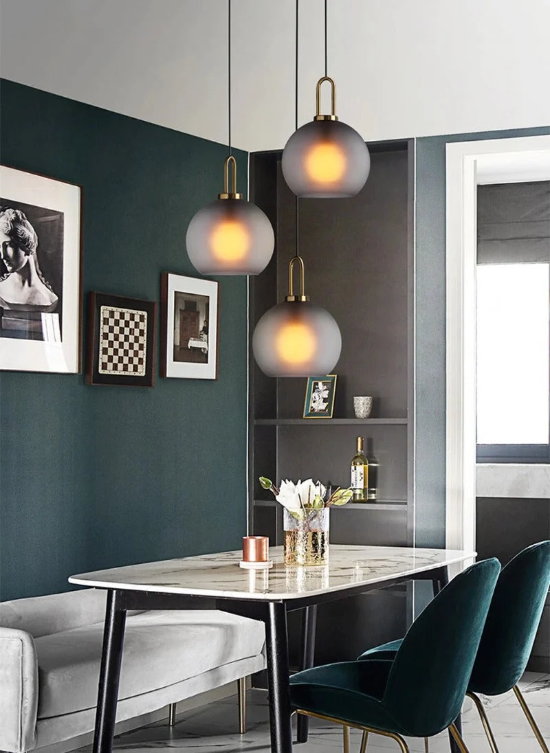 Euroselle Modern Glass Pendant Lights With Brass Accents And Glass Shades