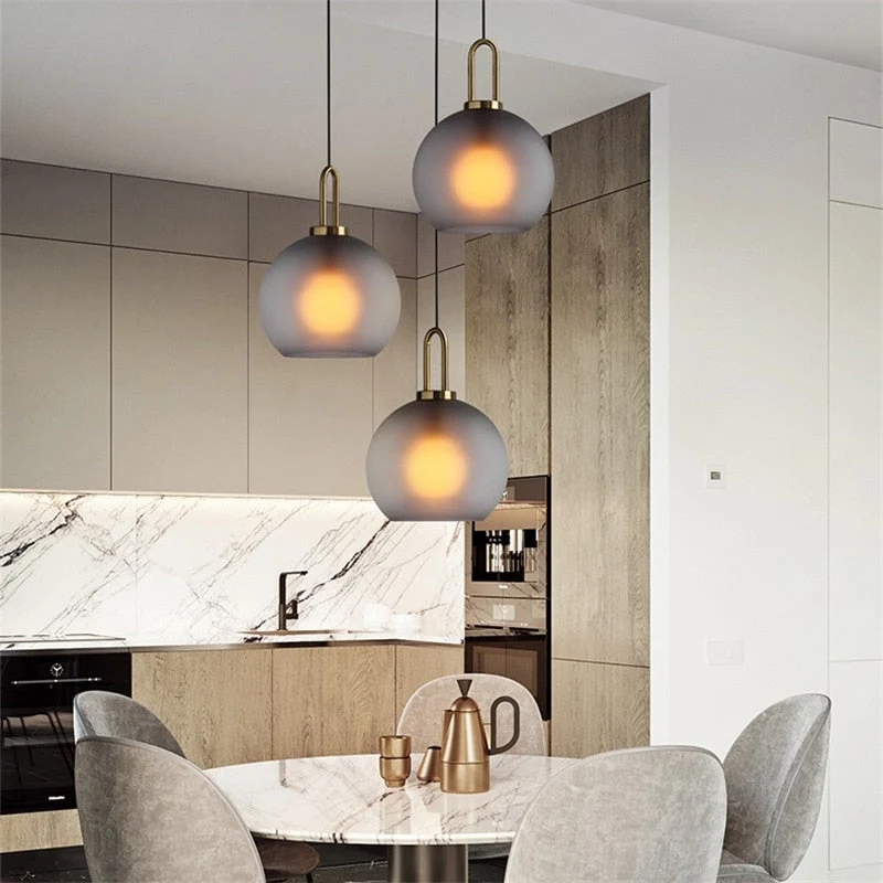 Euroselle Modern Glass Pendant Lights With Brass Accents And Glass Shades