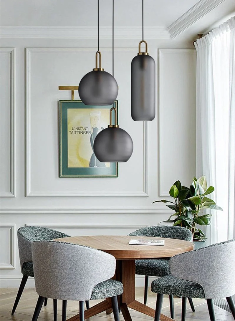 Euroselle Modern Glass Pendant Lights With Brass Accents And Glass Shades