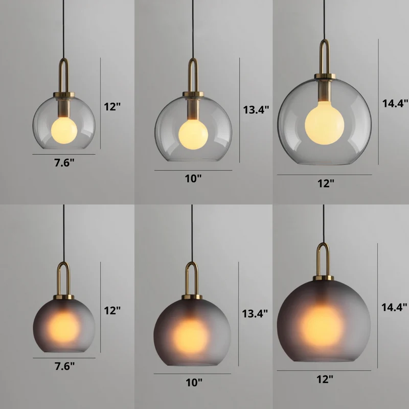 Euroselle Modern Glass Pendant Lights With Brass Accents And Glass Shades