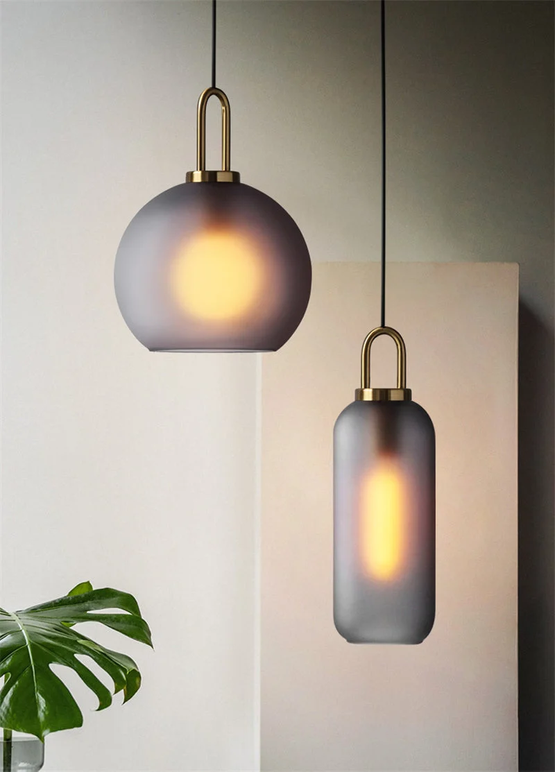 Euroselle Modern Glass Pendant Lights With Brass Accents And Glass Shades