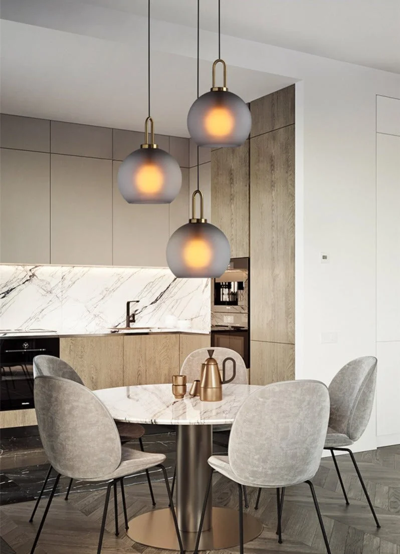 Euroselle Modern Glass Pendant Lights With Brass Accents And Glass Shades