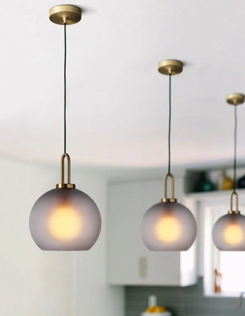 Euroselle Modern Glass Pendant Lights With Brass Accents And Glass Shades